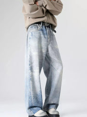 Men's Full Size Wash Wide Leg Jeans Plus Size