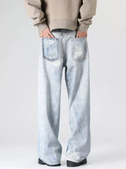 Men's Full Size Wash Wide Leg Jeans Plus Size