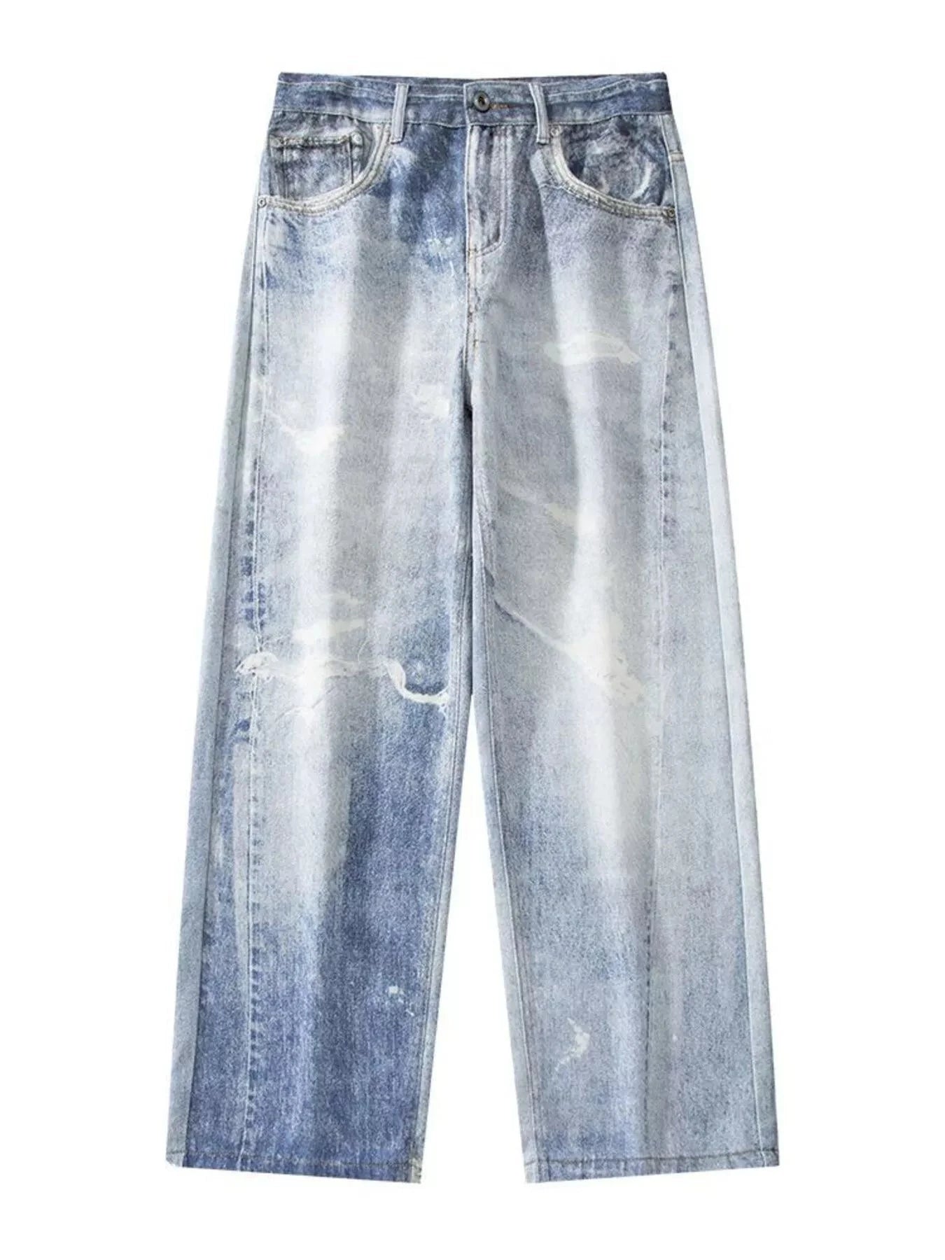 Men's Full Size Wash Wide Leg Jeans Plus Size