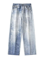 Men's Full Size Wash Wide Leg Jeans Plus Size