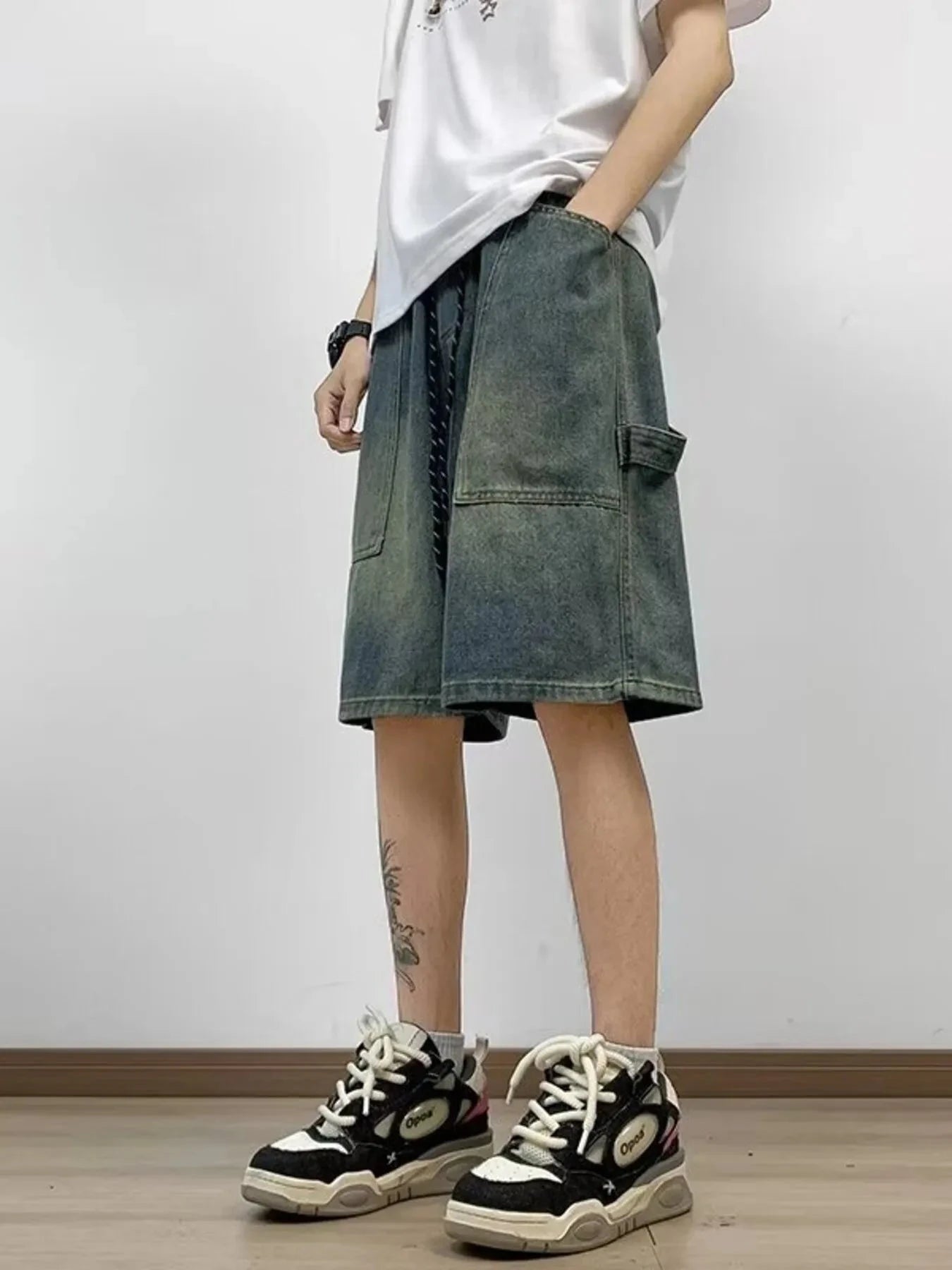 Men's Full Size Washed Loose Fit Denim Shorts Plus Size