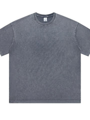 Men's Full Size Washed Round Neck T-Shirt Plus Size Gray / S