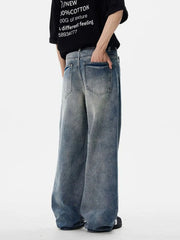 Men's Full Size Washed Wide Leg Jeans Plus Size