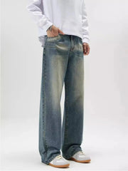 Men's Full Size Washed Wide Leg Jeans Plus Size