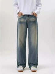 Men's Full Size Washed Wide Leg Jeans Plus Size