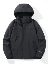 Men's Full Size Waterproof Hooded Outdoor Jacket Plus Size Black / XXS