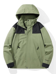 Men's Full Size Waterproof Hooded Outdoor Jacket Plus Size Light Green / XXS
