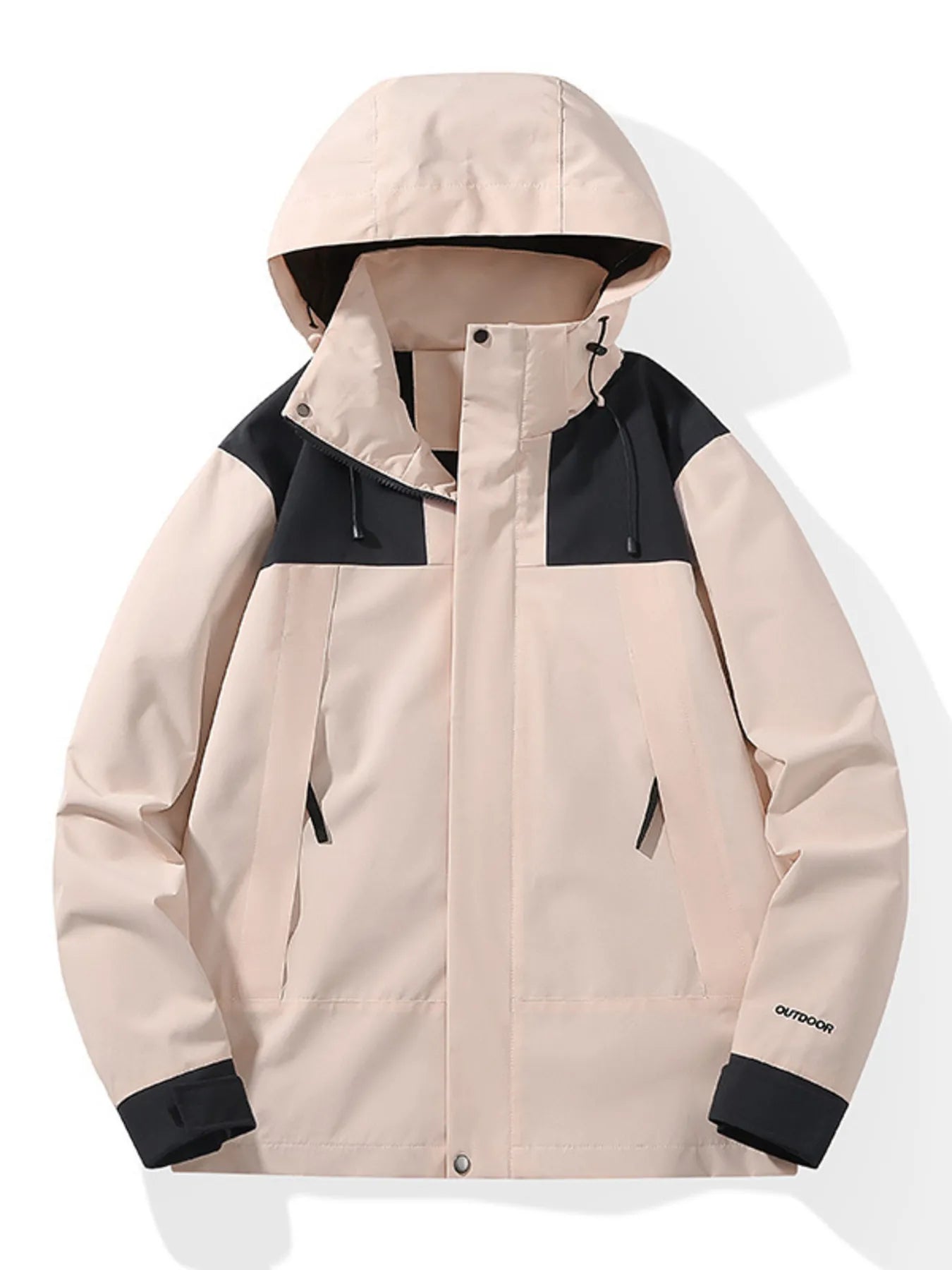 Men's Full Size Waterproof Hooded Outdoor Jacket Plus Size Light Pink / XXS