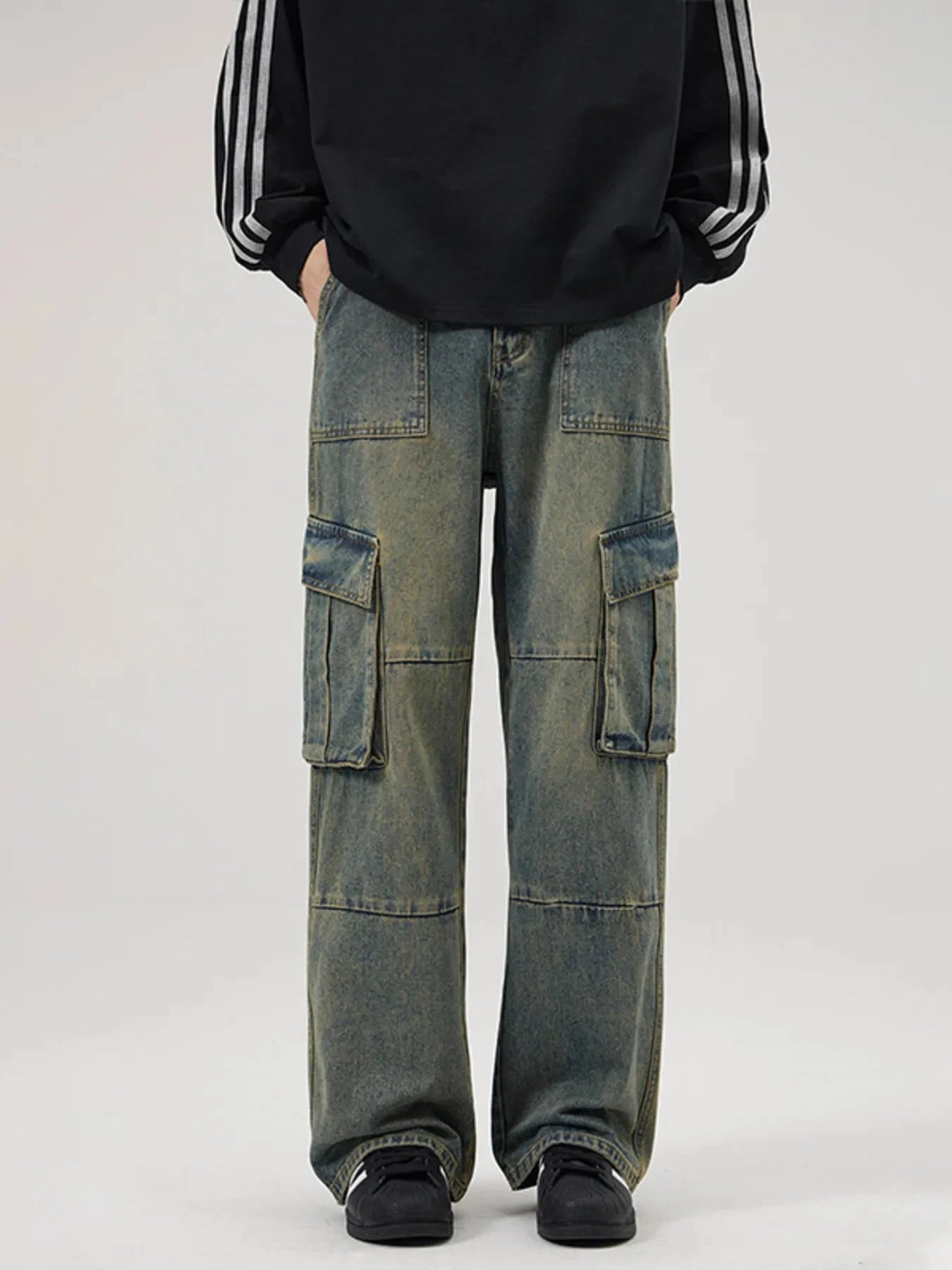 Men's Full Size Wide Leg Cargo Jeans Plus Size