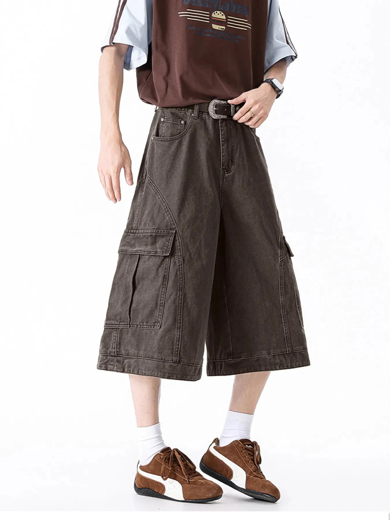 Men's Full Size Wide Leg Cargo Shorts Plus Size