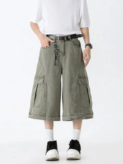 Men's Full Size Wide Leg Cargo Shorts Plus Size Sage / XS