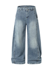 Men's Full Size Wide Leg High Waisted Vintage Wash Jeans Plus Size Blue / S