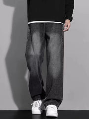 Men's Full Size Wide Leg Jeans Plus Size Black / S