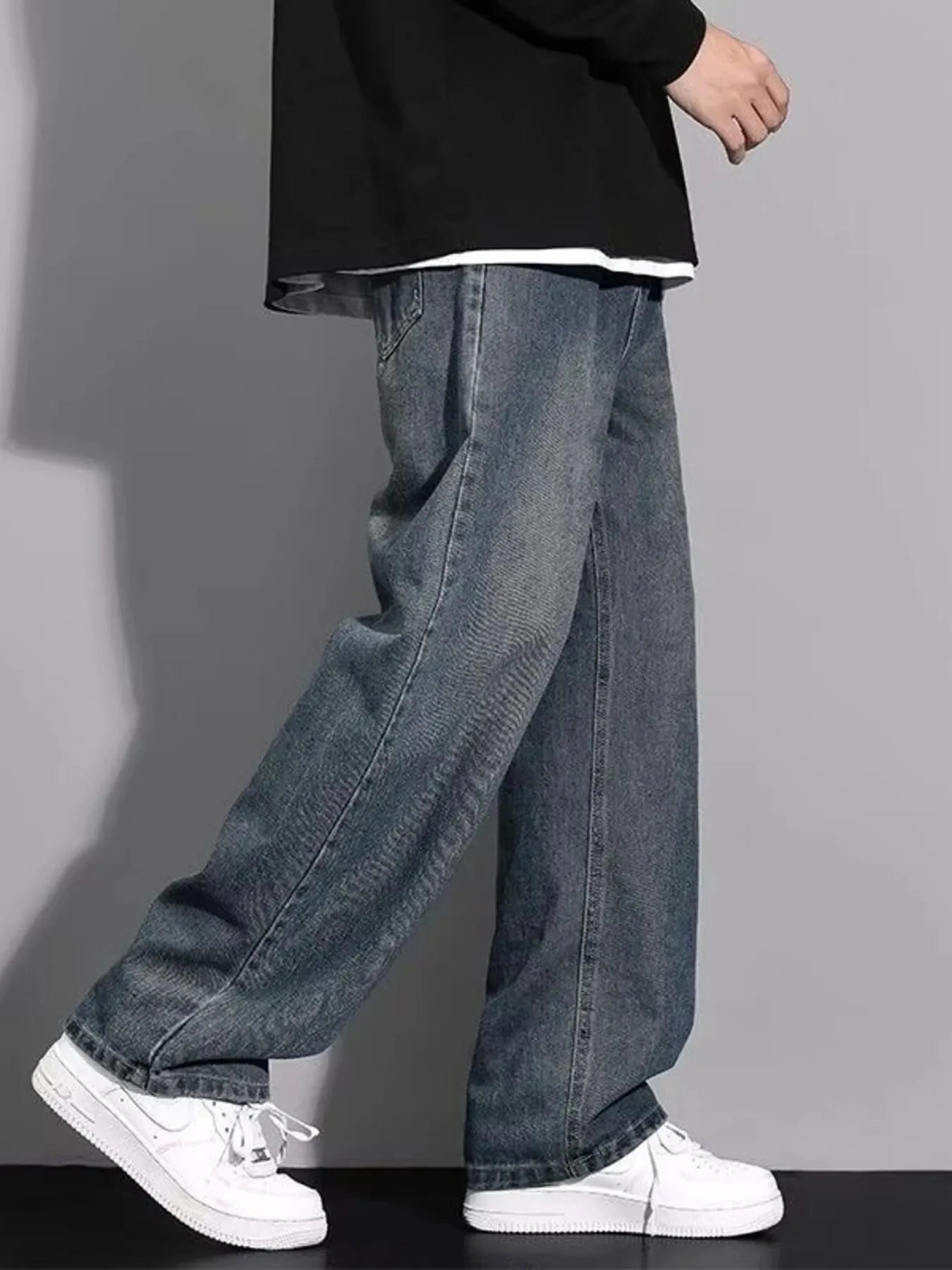 Men's Full Size Wide Leg Jeans Plus Size Retro / S