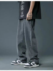 Men's Full Size Wide Leg Wash Relaxed Fit Jeans Plus Size