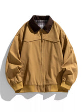 Men's Full Size Zip Up Long Sleeve Jacket Plus Size Deep Khaki / S