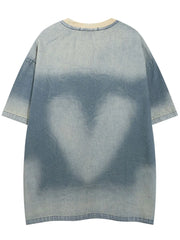 Men's Gradient Heart Denim T-Shirt Blue / M