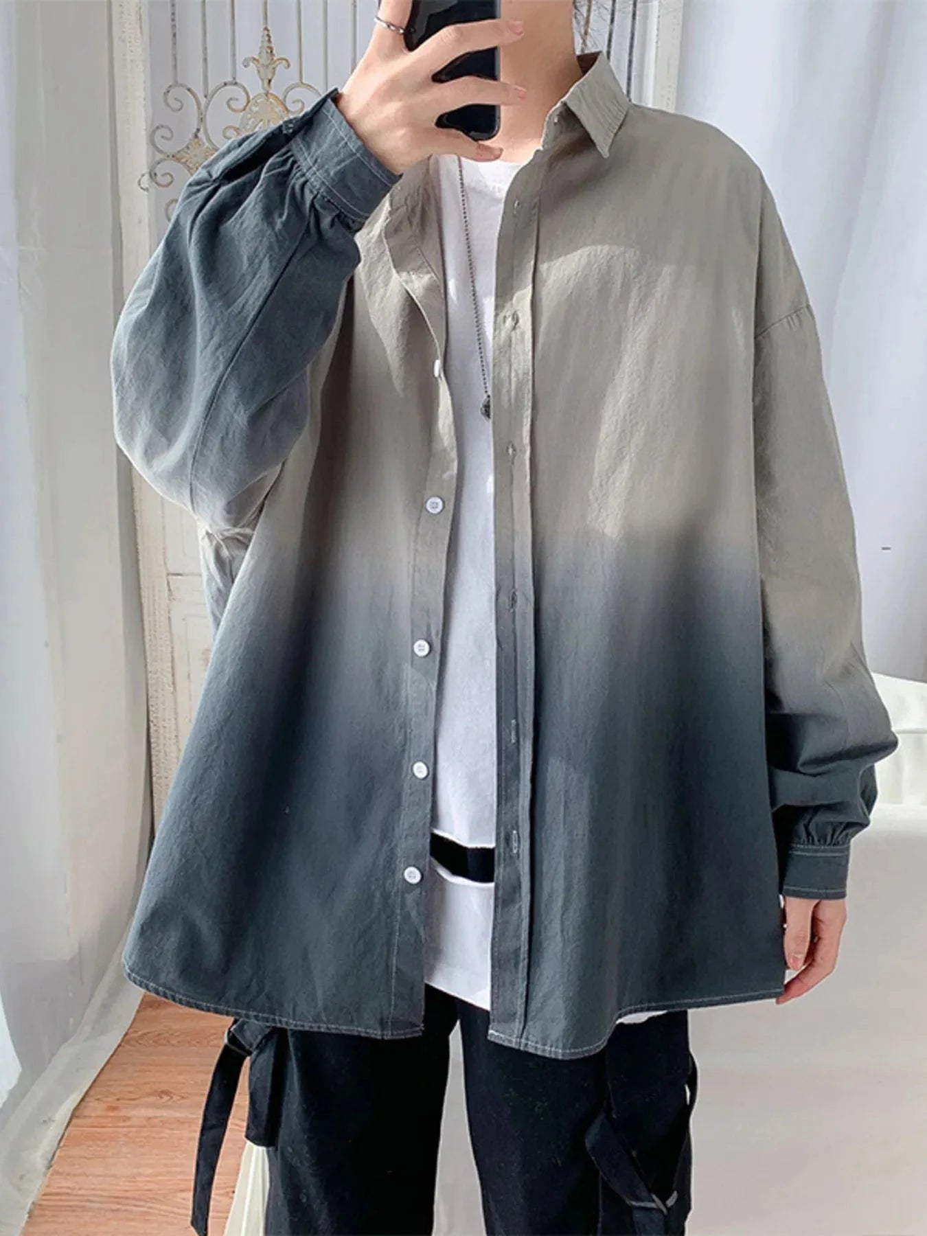 Men's Gradient Long Sleeve Shirt Grey / M