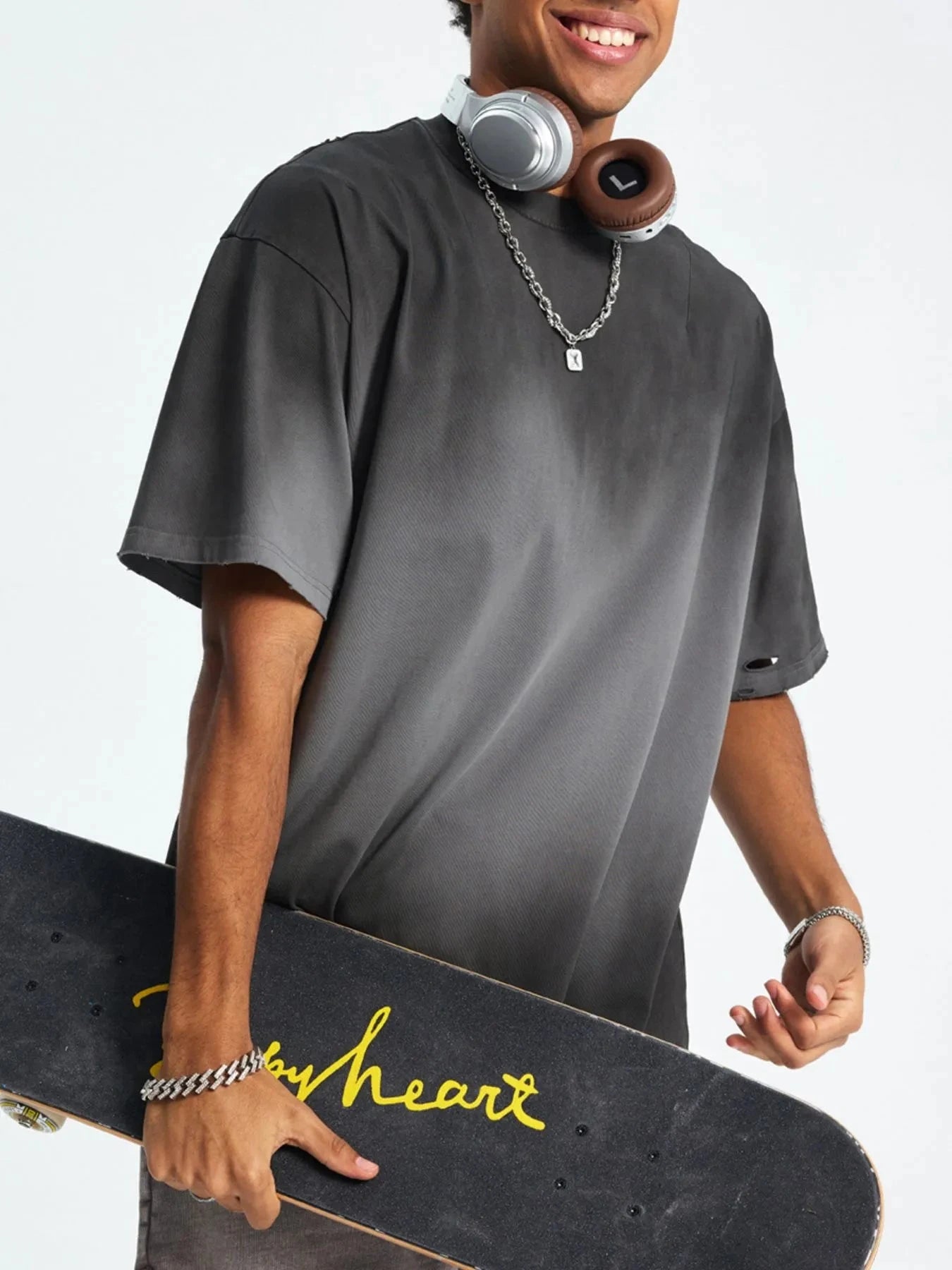 Men's Gradient Round Neck Short Sleeve T-Shirt