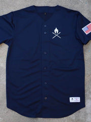 Men's Graphic Button Down Short Sleeve Top Navy / L