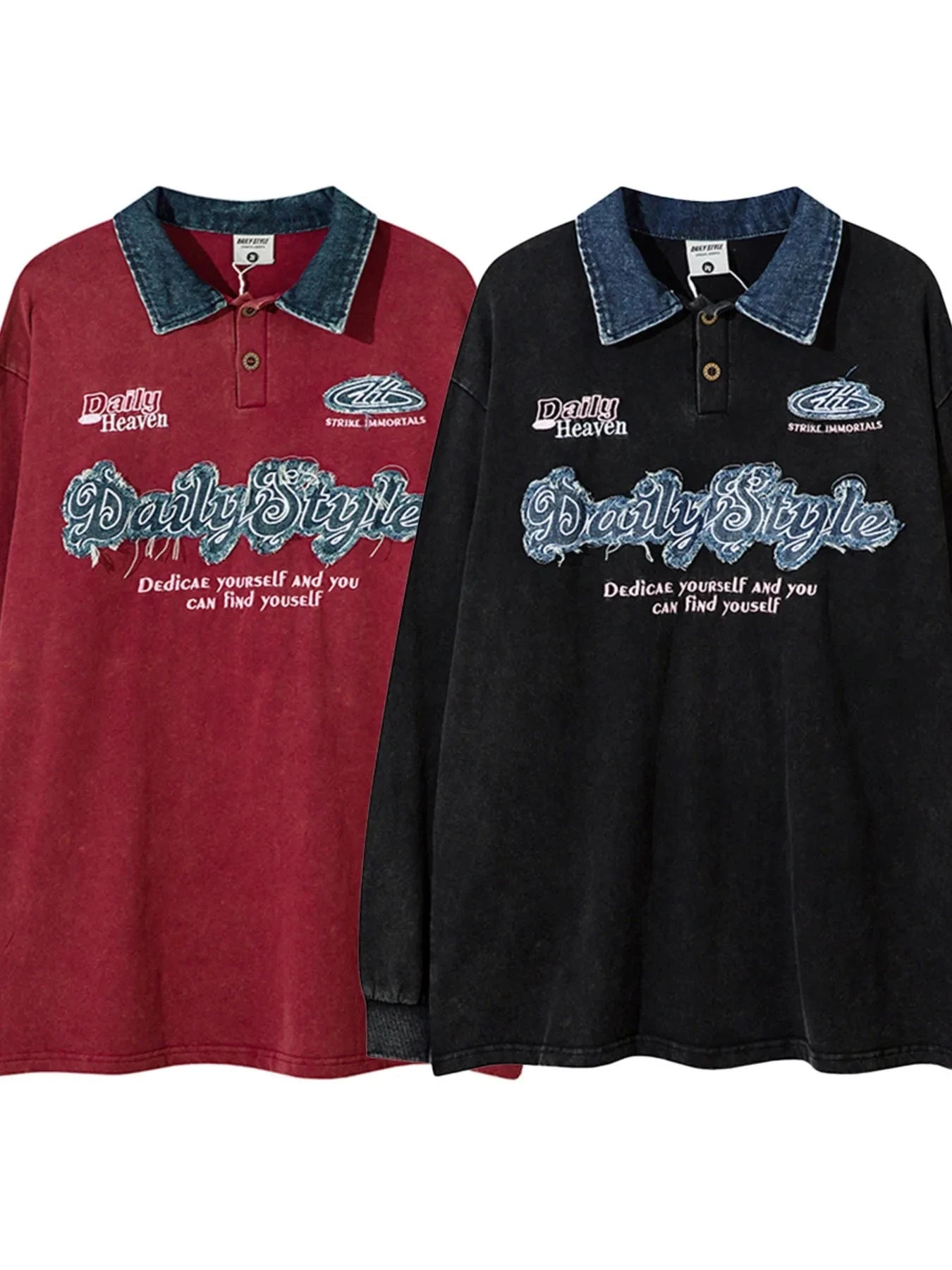 Men's Graphic Long Sleeve Oversized Polo