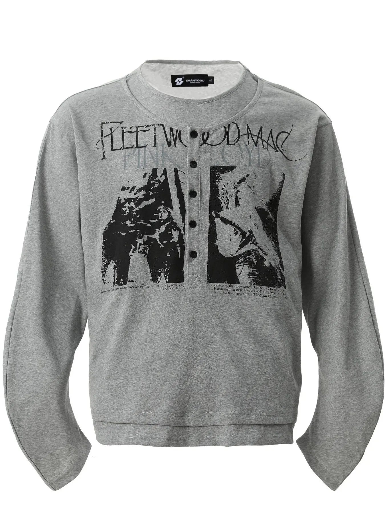 Men's Graphic Long Sleeve T-Shirt Flower Ash / S