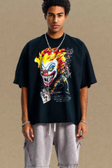 Men's Graphic Round Neck Half Sleeve T-Shirt Black / M