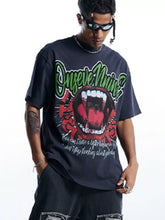 Men's Graphic Round Neck Oversized T-Shirt Dark Gray / S