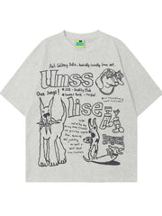 Men‘s Graphic Round Neck Oversized T-Shirt Flower Gray / M