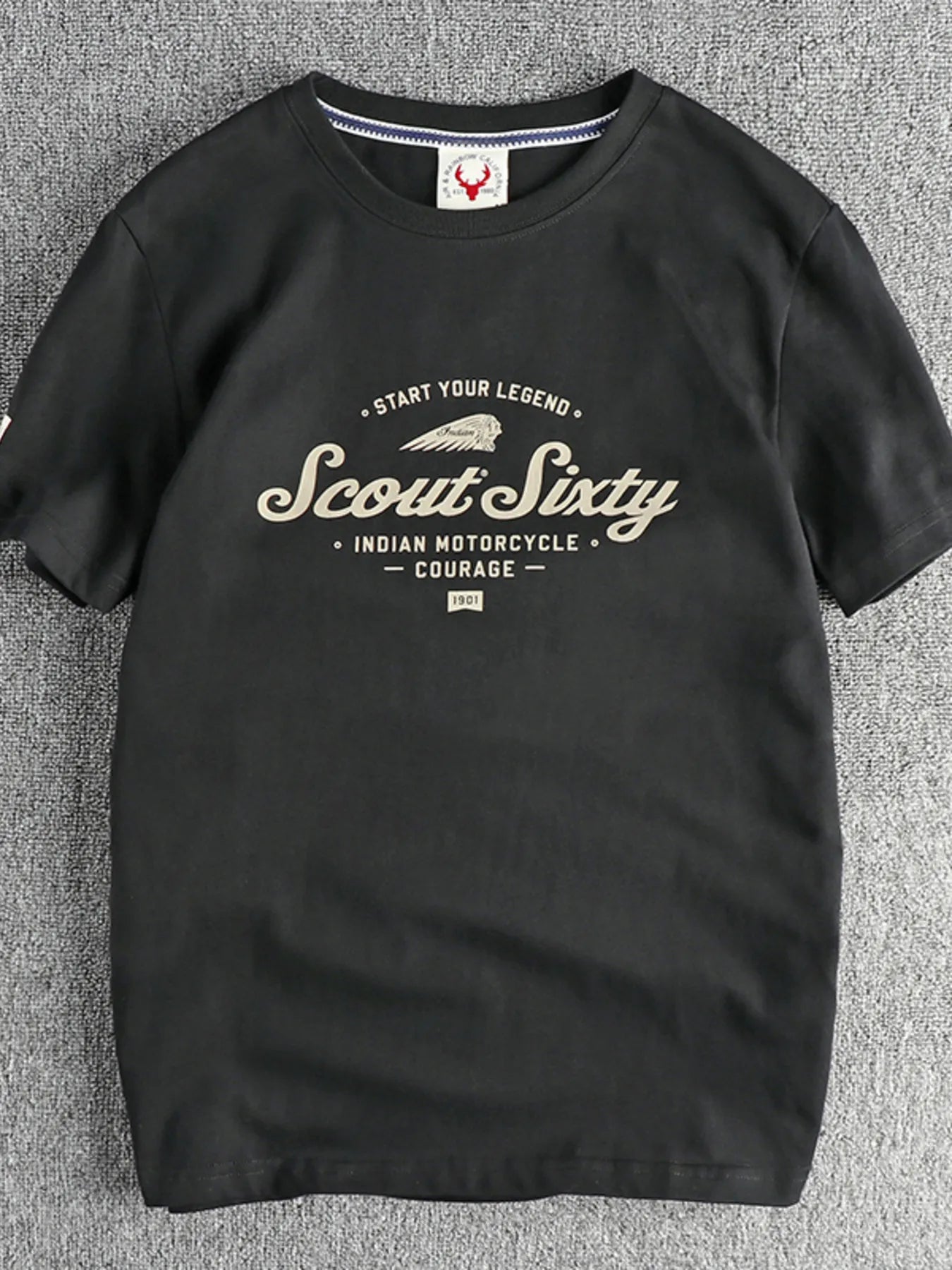 Men's Graphic Round Neck Short Sleeve T-Shirt Black / M