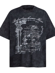 Men's Graphic Round Neck Short Sleeve T-Shirt Black / S