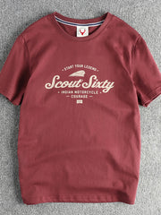 Men's Graphic Round Neck Short Sleeve T-Shirt Burgundy / M