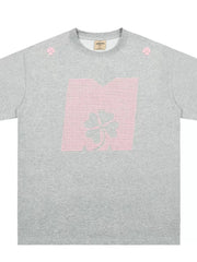 Men's Graphic Round Neck Short Sleeve T-Shirt Grey / M