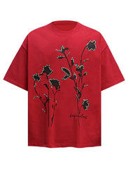 Men's Graphic Round Neck Short Sleeve T-Shirt Red / S