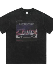 Men's Graphic Round Neck Short Sleeve T-Shirt Wash Black / M