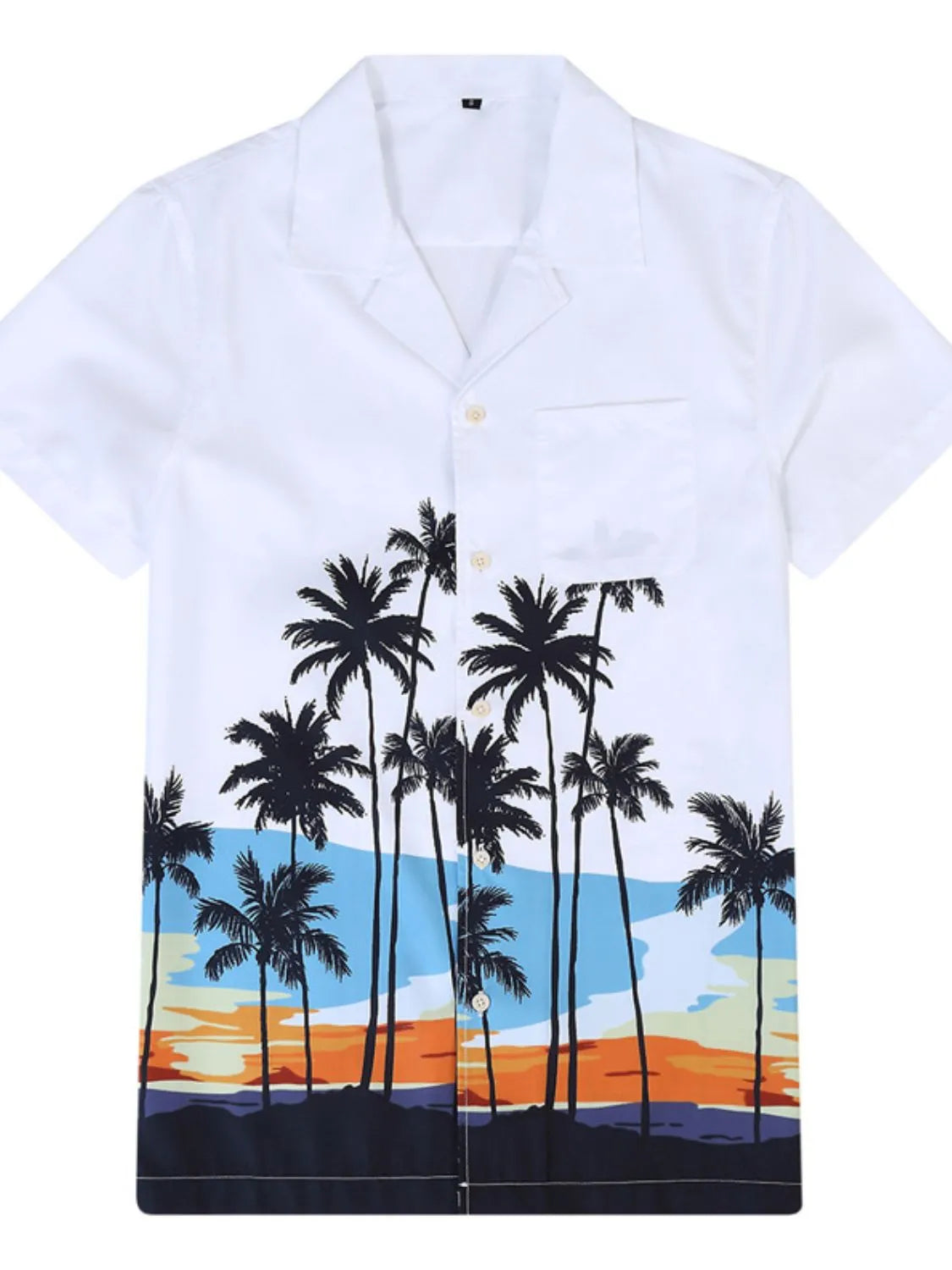Men's Hawaiian Print Short Sleeve Button Down Shirt White / S