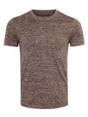 Men's Heathered Casual Round Neck T-Shirt Brown / S