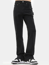Men's High Waist Jeans with Pockets Black / S