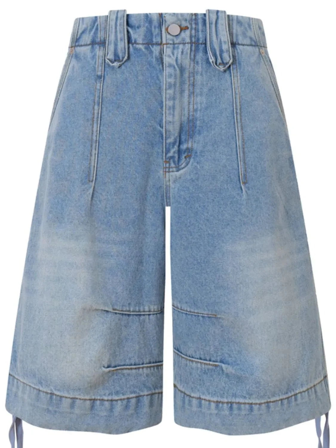 Men's High-Waisted Wide Leg Denim Shorts Blue / S