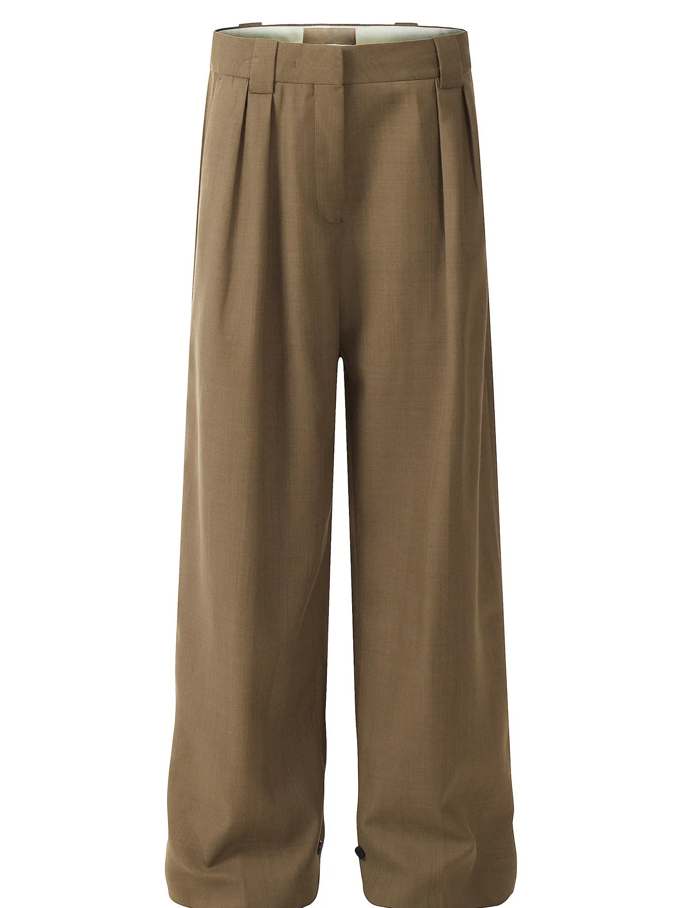 Men's High-Waisted Wide Leg Pleated Trousers Khaki / S
