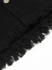 Men's Letter Back Raw Hem Button Up Shirt