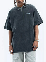 Men's Letter Back Round Neck Short Sleeve T-Shirt