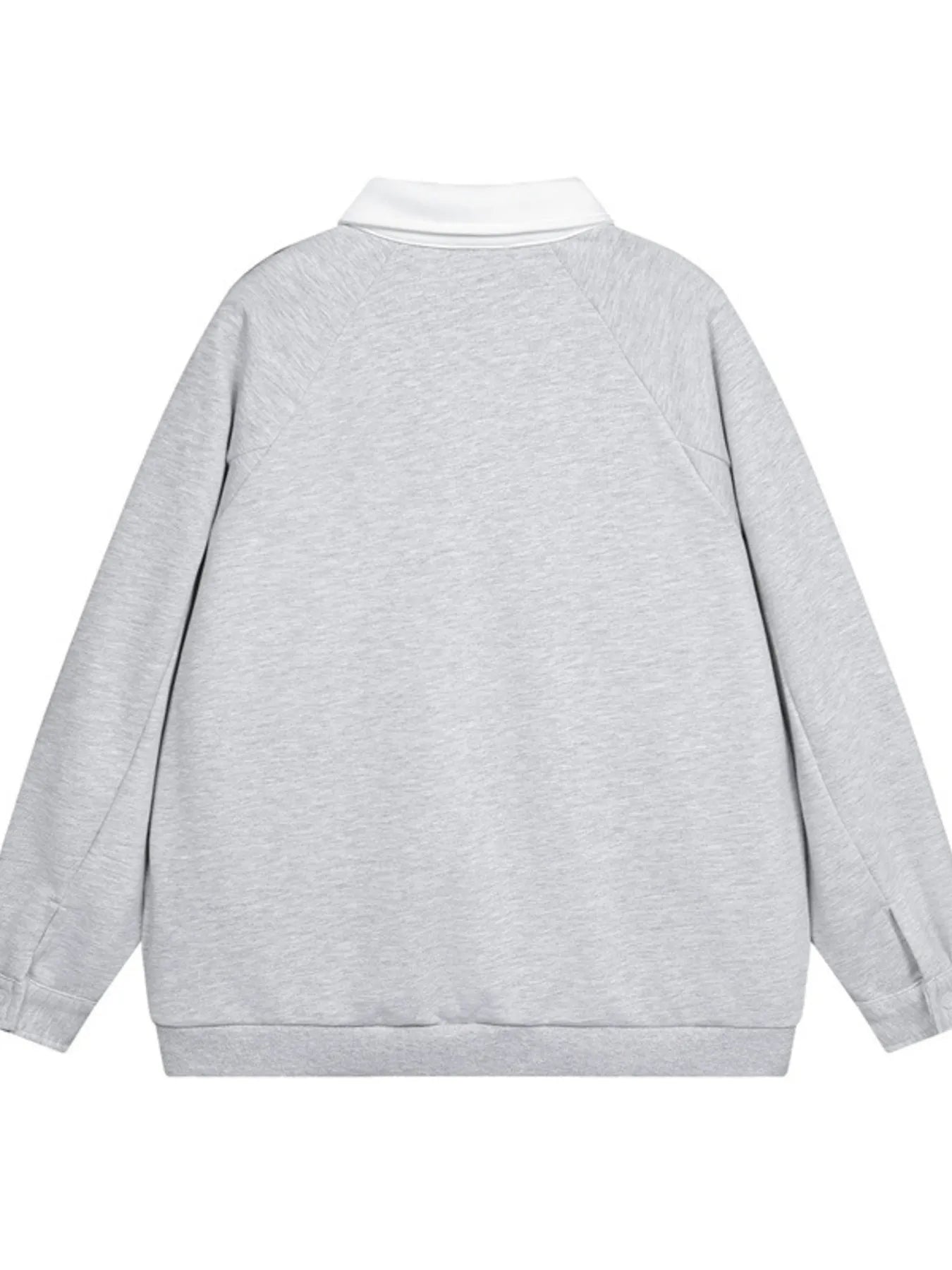 Men's Letter Contrast Long Sleeve Polo Sweatshirt