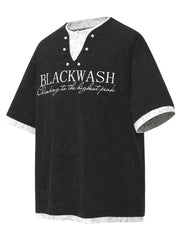 Men's Letter Graphic Round Neck Short Sleeve Contrast Trim T-Shirt