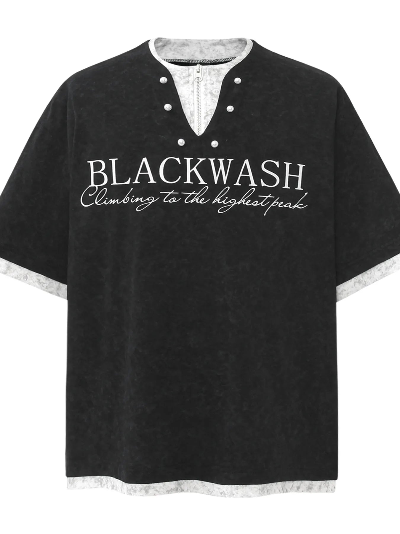 Men's Letter Graphic Round Neck Short Sleeve Contrast Trim T-Shirt Black / M