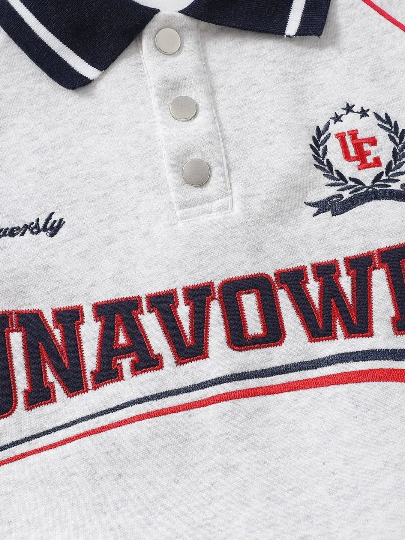 Men's Letter Graphic Striped Polo Collar Sweatshirt