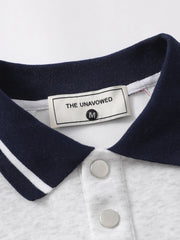 Men's Letter Graphic Striped Polo Collar Sweatshirt