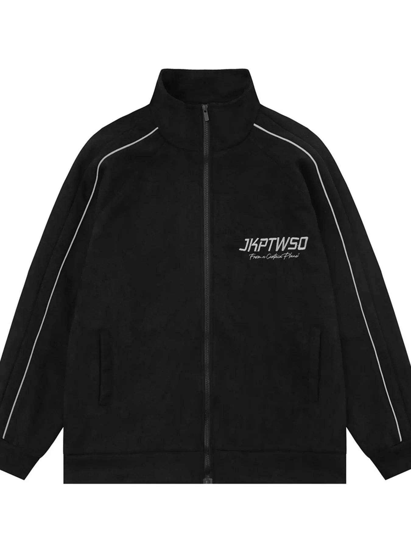 Men's Letter Graphic Track Jacket with Contrast Trim