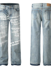 Men's Letter Loose Fit Jeans