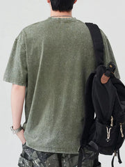 Men's Letter Round Neck Half Sleeve T-Shirt